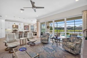 Kitchen flows seamlessly into great room and dining area.