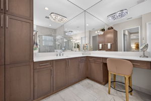 LOVE, love, love the built-in vanity area! Dual sinks and upgraded doorfronts on the linen closet.