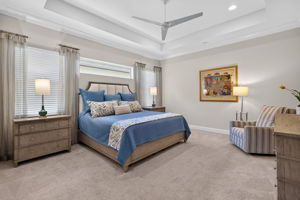 Tray ceiling, crown molding, fits a king bed, chair, and dressers, too!