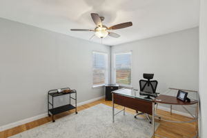 Upstairs you will find the additional three bedrooms and the fabulous flex room!  This corner bedroom has backyard views as well!