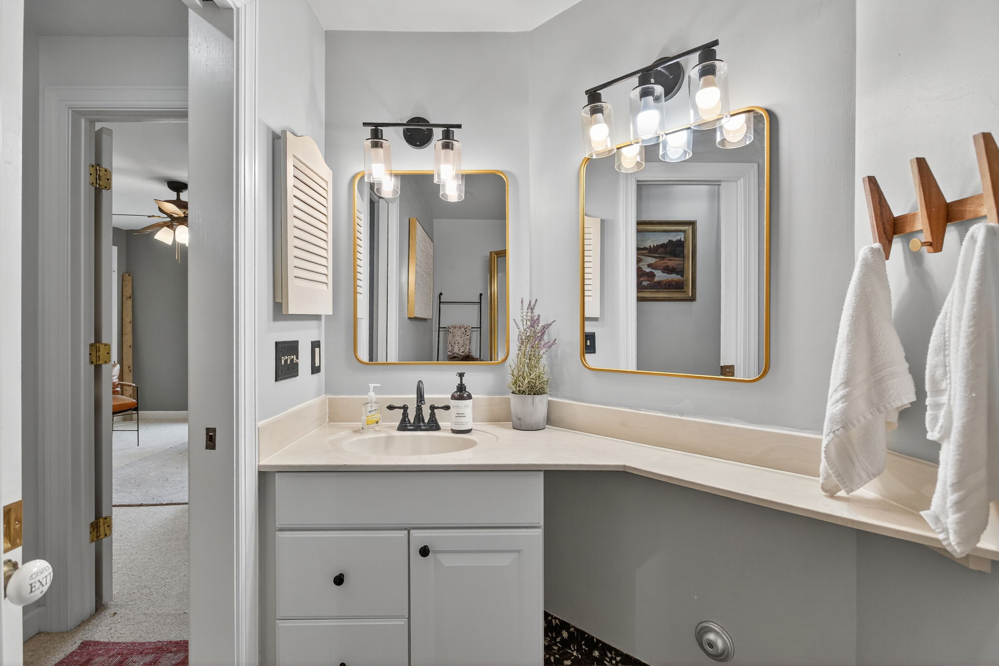 Well-placed upstairs bath—great for guests or family.