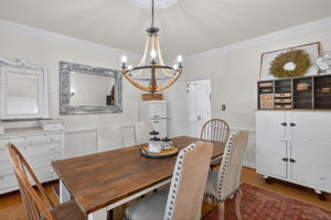 Spacious dining area for gatherings or entertaining.