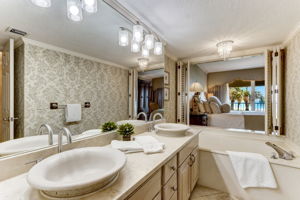 Lock-off bath with a two-sink vanity ...