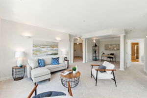 Spacious Living Area Open to Office Area