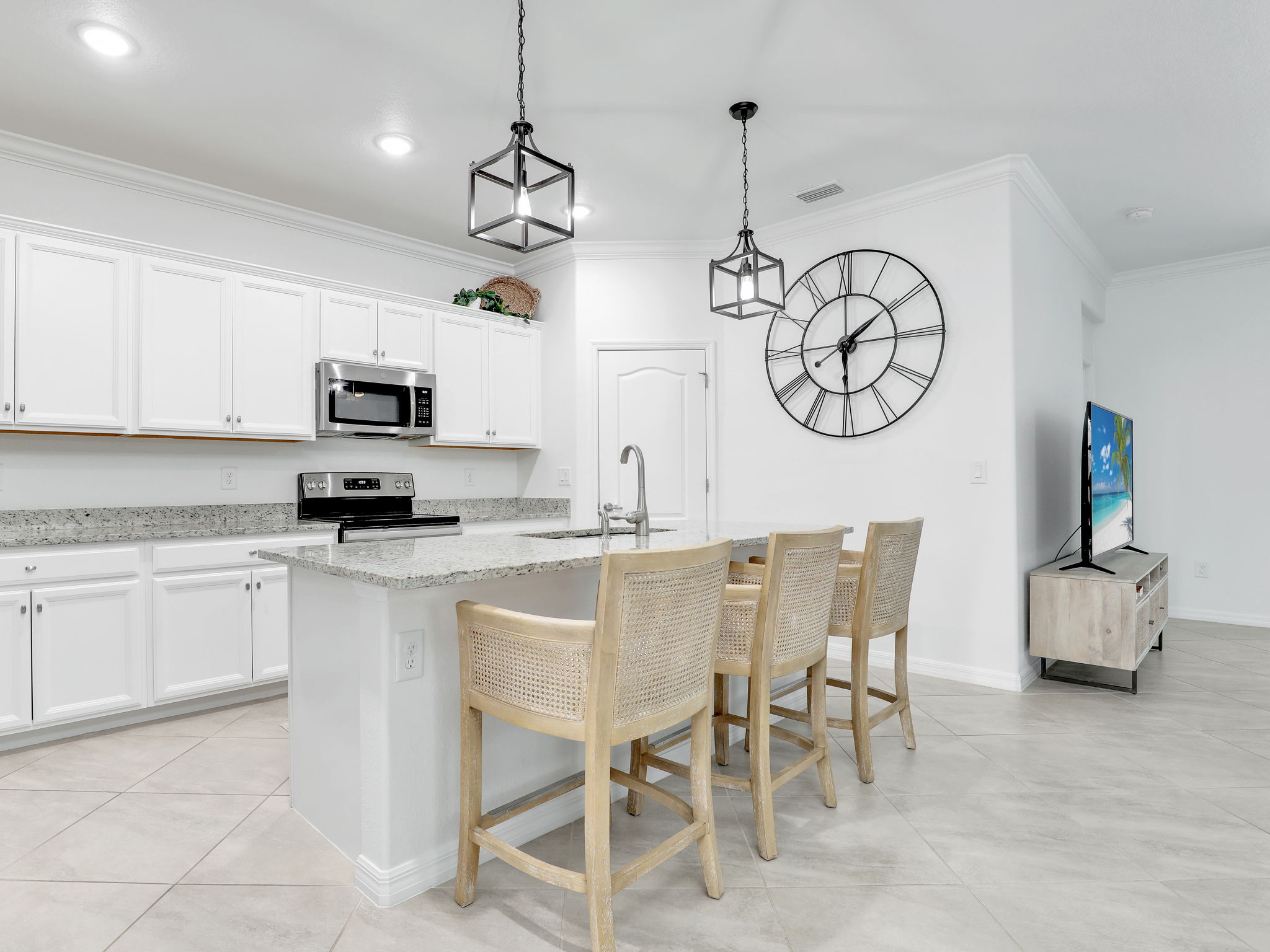 Kitchen open to Living/Dining rooms