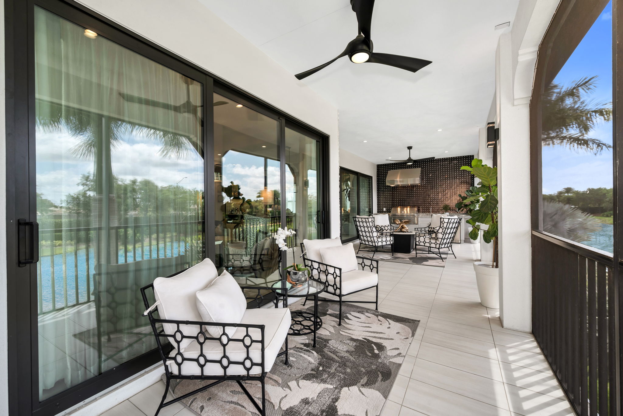 Elongated view of lanai off primary suite.