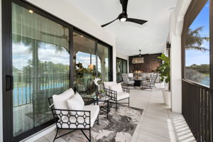 Elongated view of lanai off primary suite.