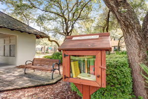 ... where even a simple stroll can lead past quiet gathering spaces and thoughtful touches like a Little Free Library.