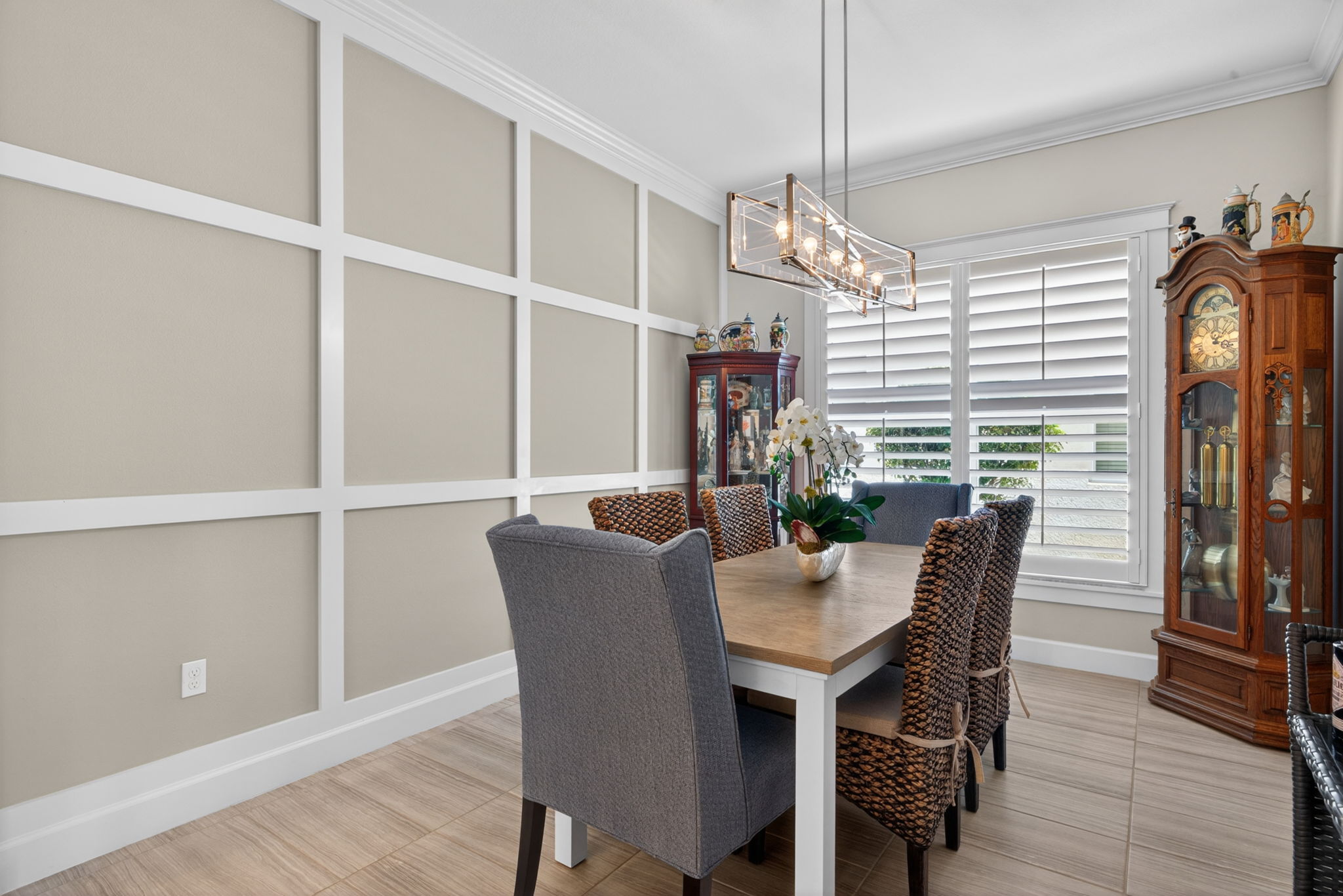 Character abounds with this custom wall in dining room!