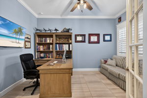 Den is located in the front of the home and is spacious enough for a sleep sofa for your guests!