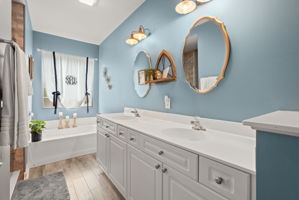 Master Bath, tile flooring and dual vanities