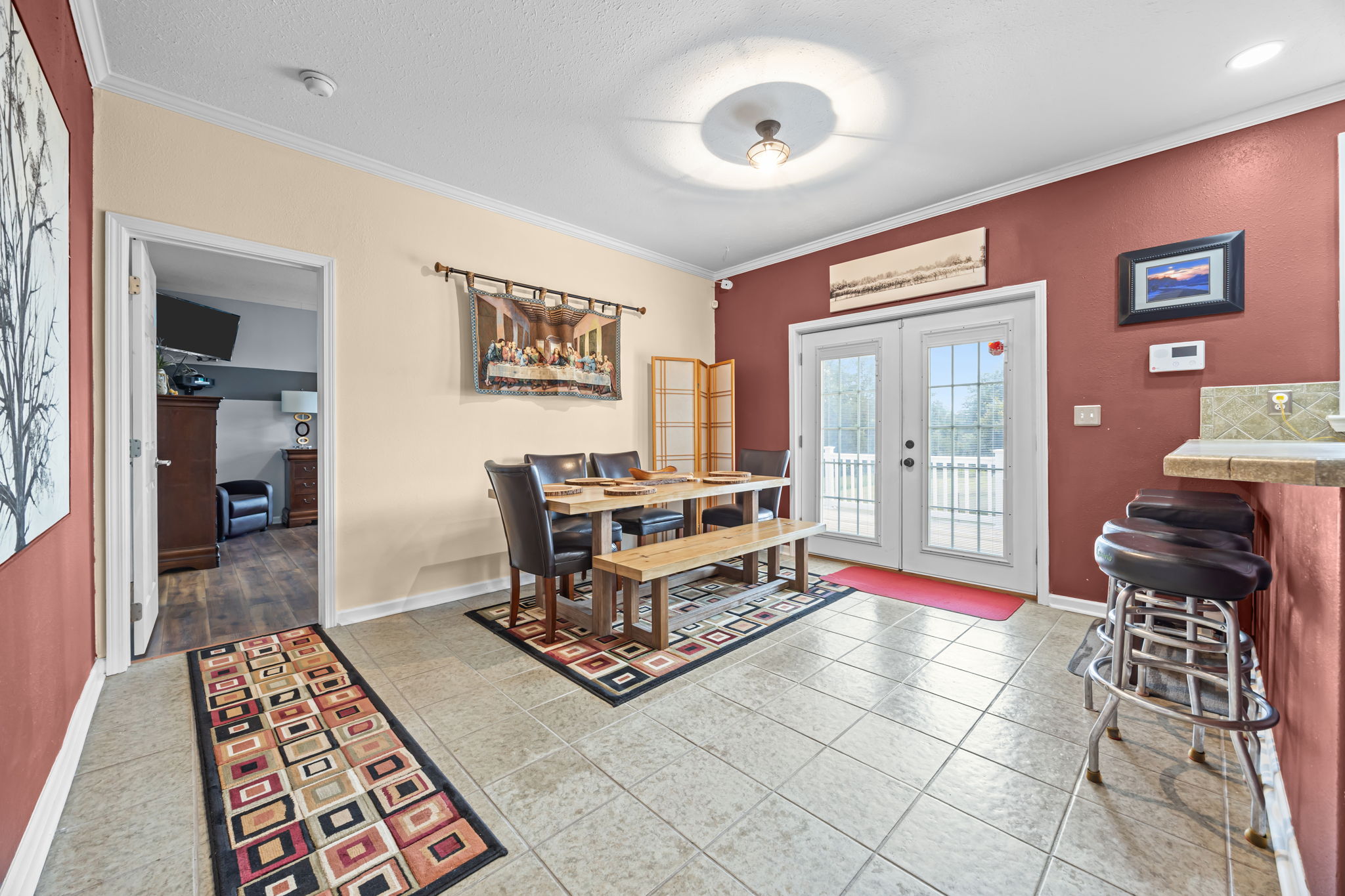 Dining Room/French Doors with Built in Blinds