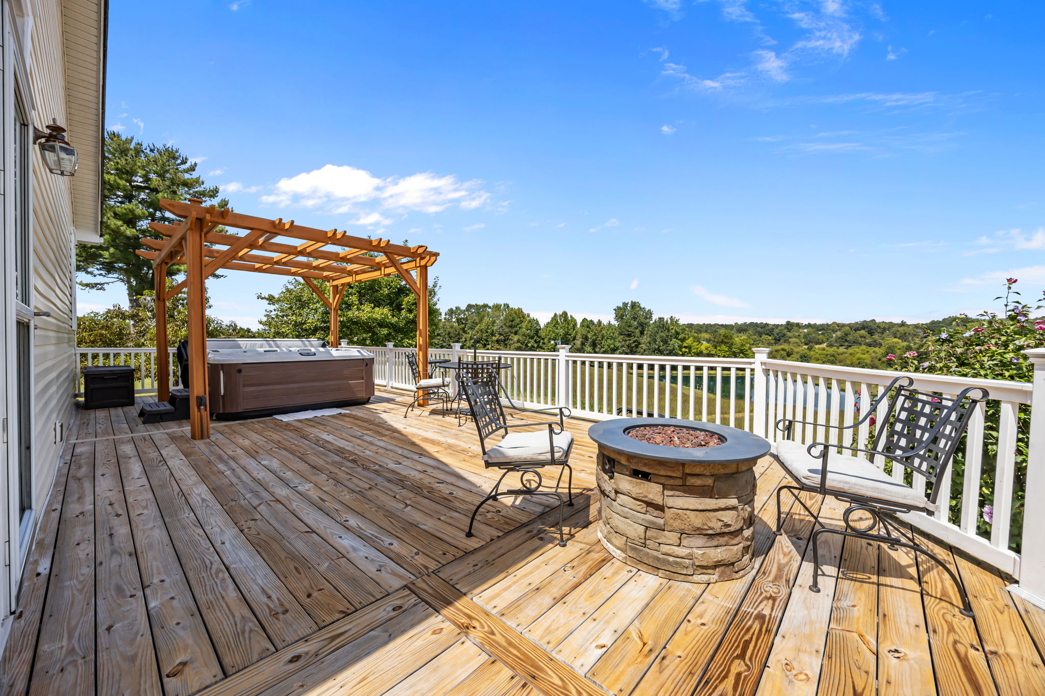Exit from Primary Bedroom to Back Porch/Fire Pit/Pergola/Hot Tub