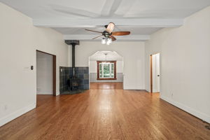 Family Room with Wood Stove