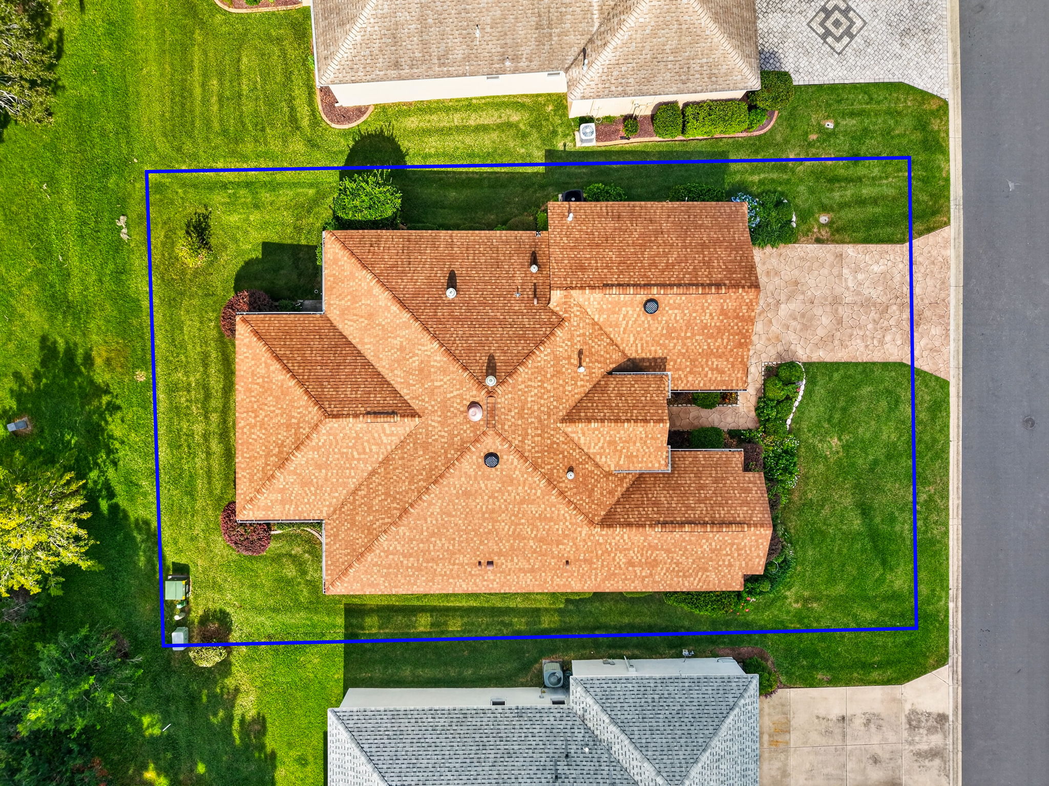 Aerial Side Elevation with Property Lines
