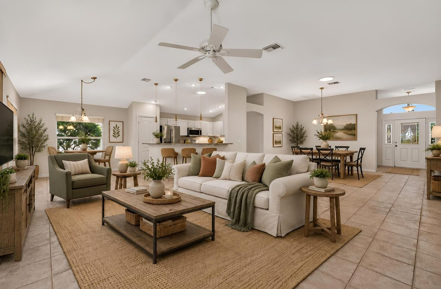 Living, Dining, Kitchen, and Dinette-Virtually Staged
