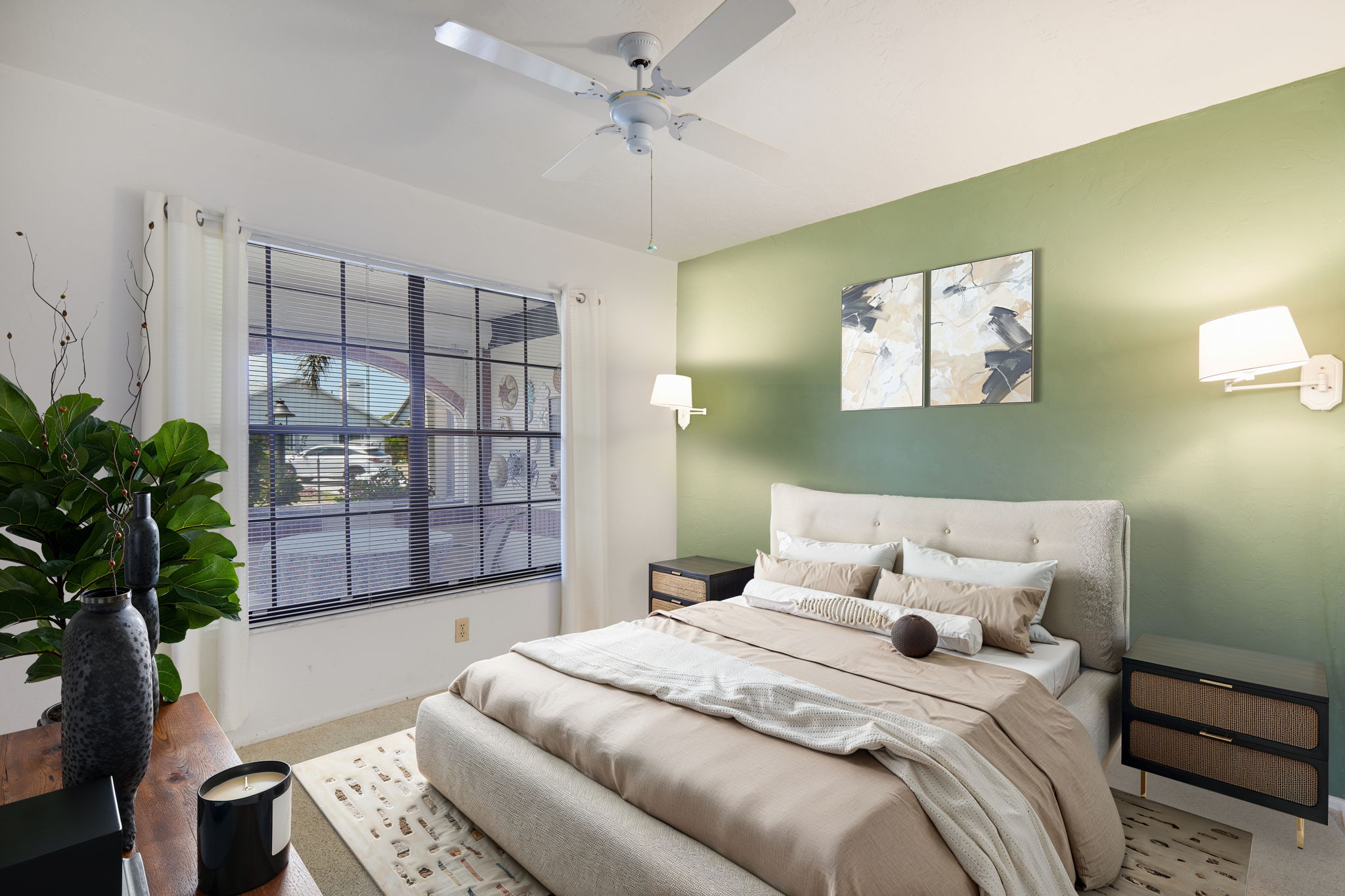 Virtually staged guest bedroom