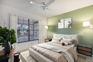 Virtually staged guest bedroom