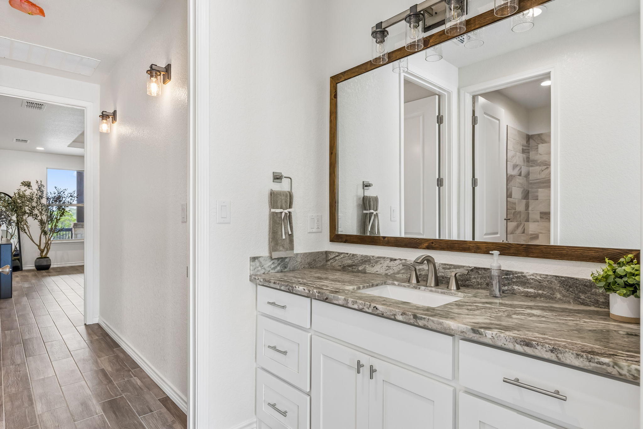 Guest bathroom adjacent to the home office.