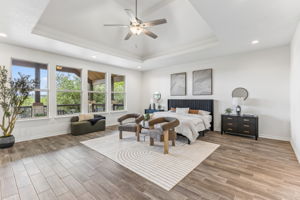 Primary suite with views of the sunset.