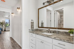 Guest bathroom adjacent to the home office.