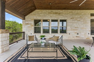 Multiple seating areas on the back deck.
