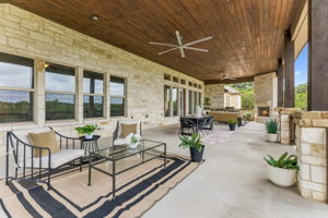 Gorgeous wood ceilings on the back deck.