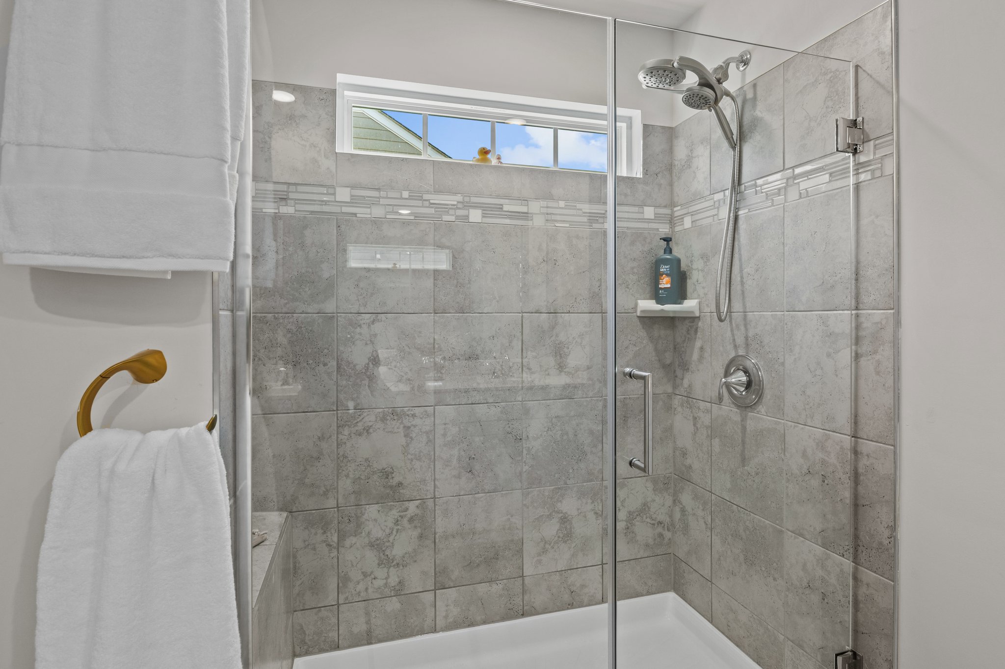 Large walk-in shower in primary bath