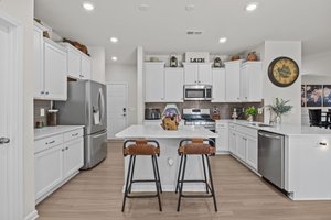 Kitchen island for additional prep space for the chef