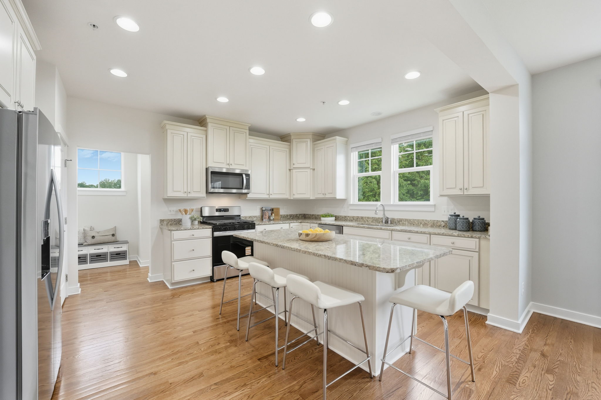 Island with breakfast bar seating