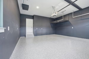 Finished 2 car garage w/NEW Epoxy floor & overhead storage