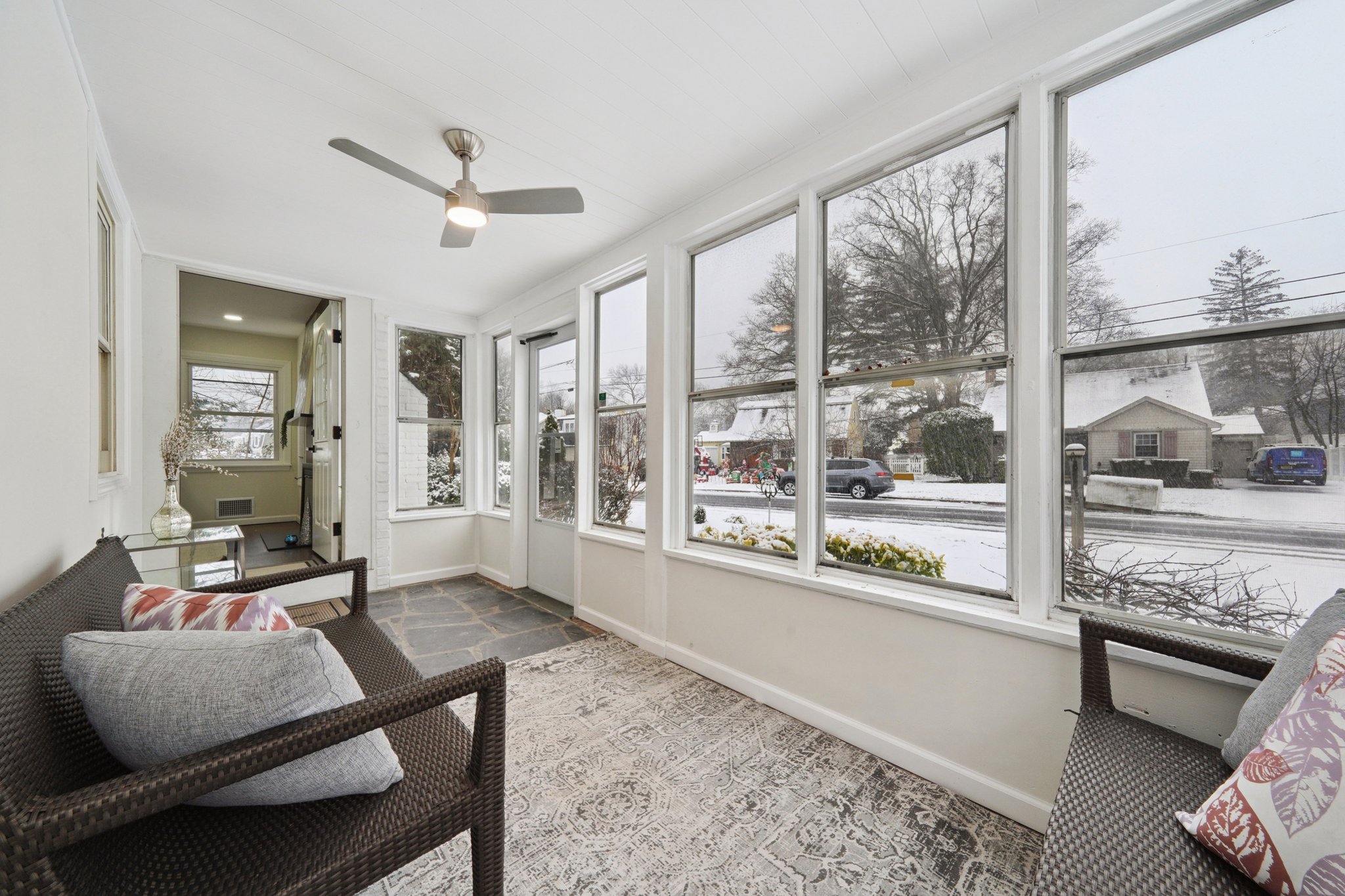 Covered porch lends character