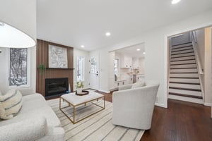 Modern living room with fireplace