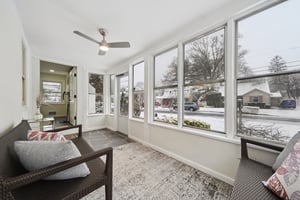 Covered porch lends character