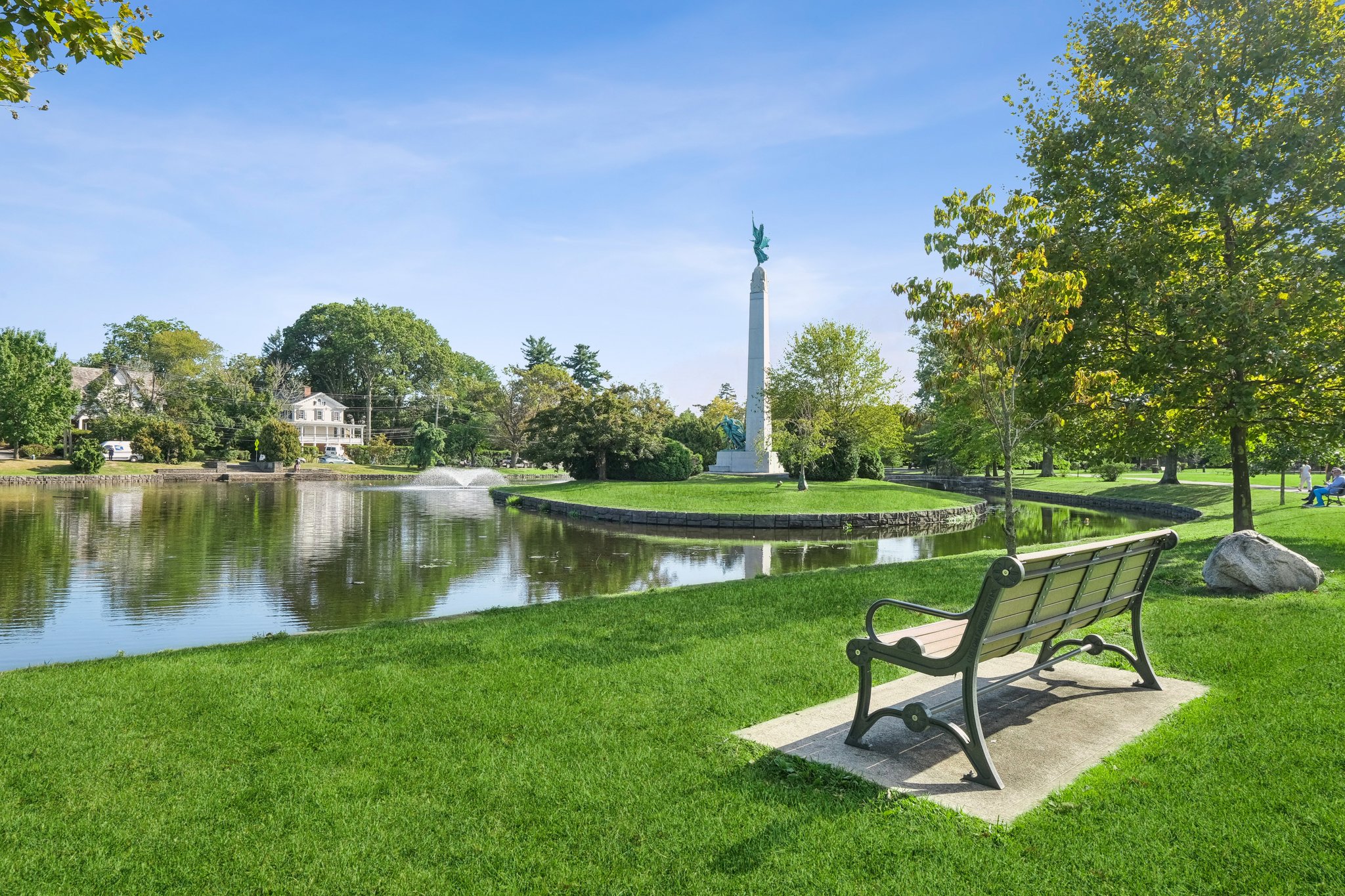 Historic Edgemont Park-with its grand memorial, wide lawns, and sparkling pond-has been Montclair's gathering place for over a century, a backdrop for strolls, picnics, and timeless memories.