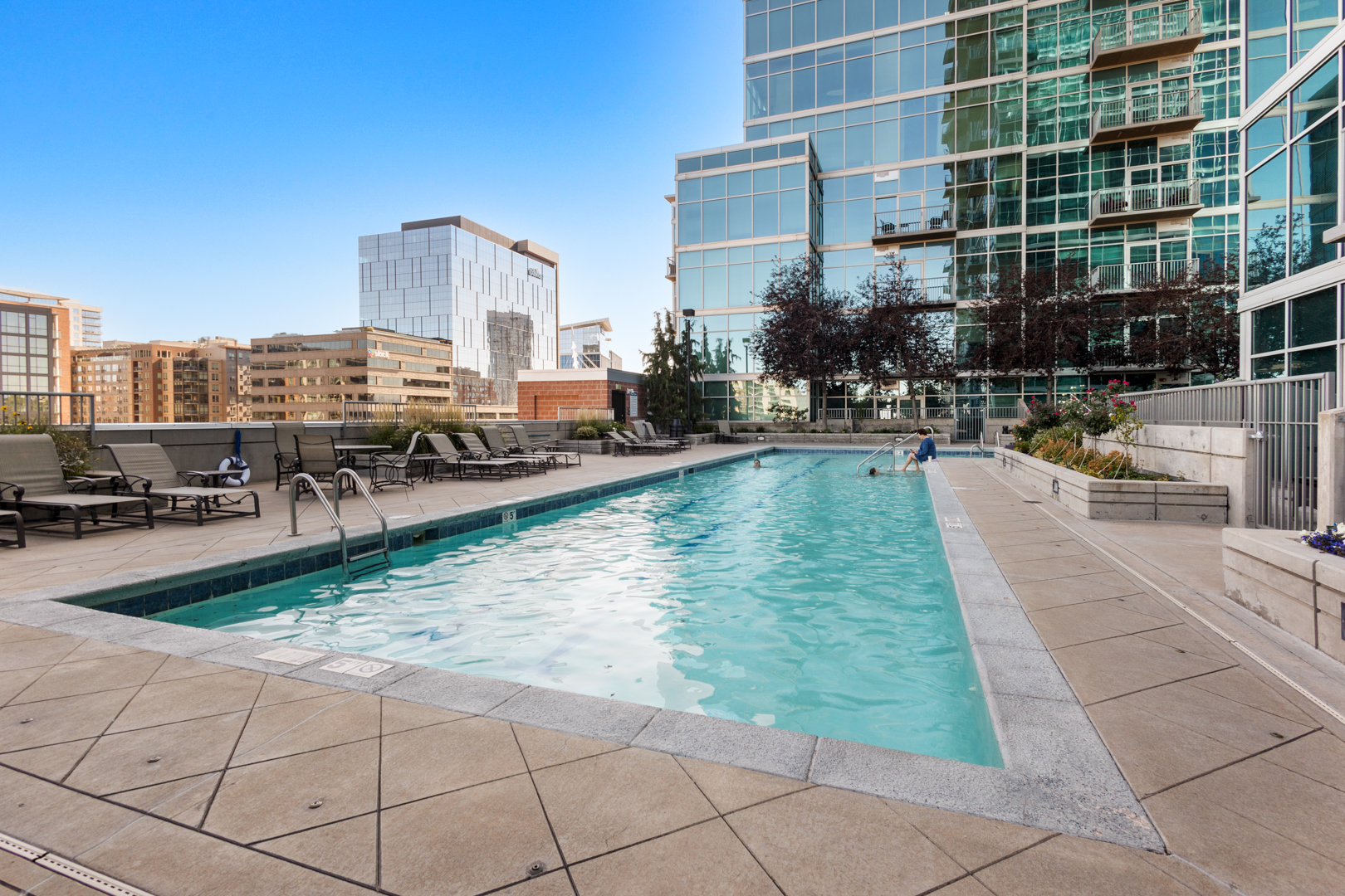 Full size swim pool 8th floor roof top