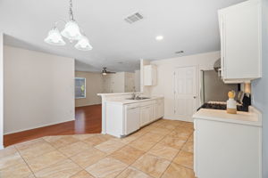 Kitchen overlooking into living