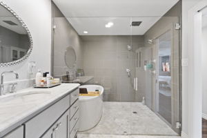 Soaking tub and enclosed shower