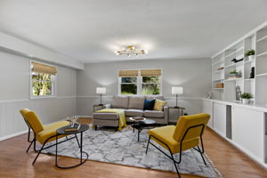 Expansive lower lvl family room with built-ins