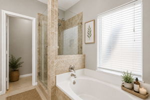 Serene modern bathroom with natural light