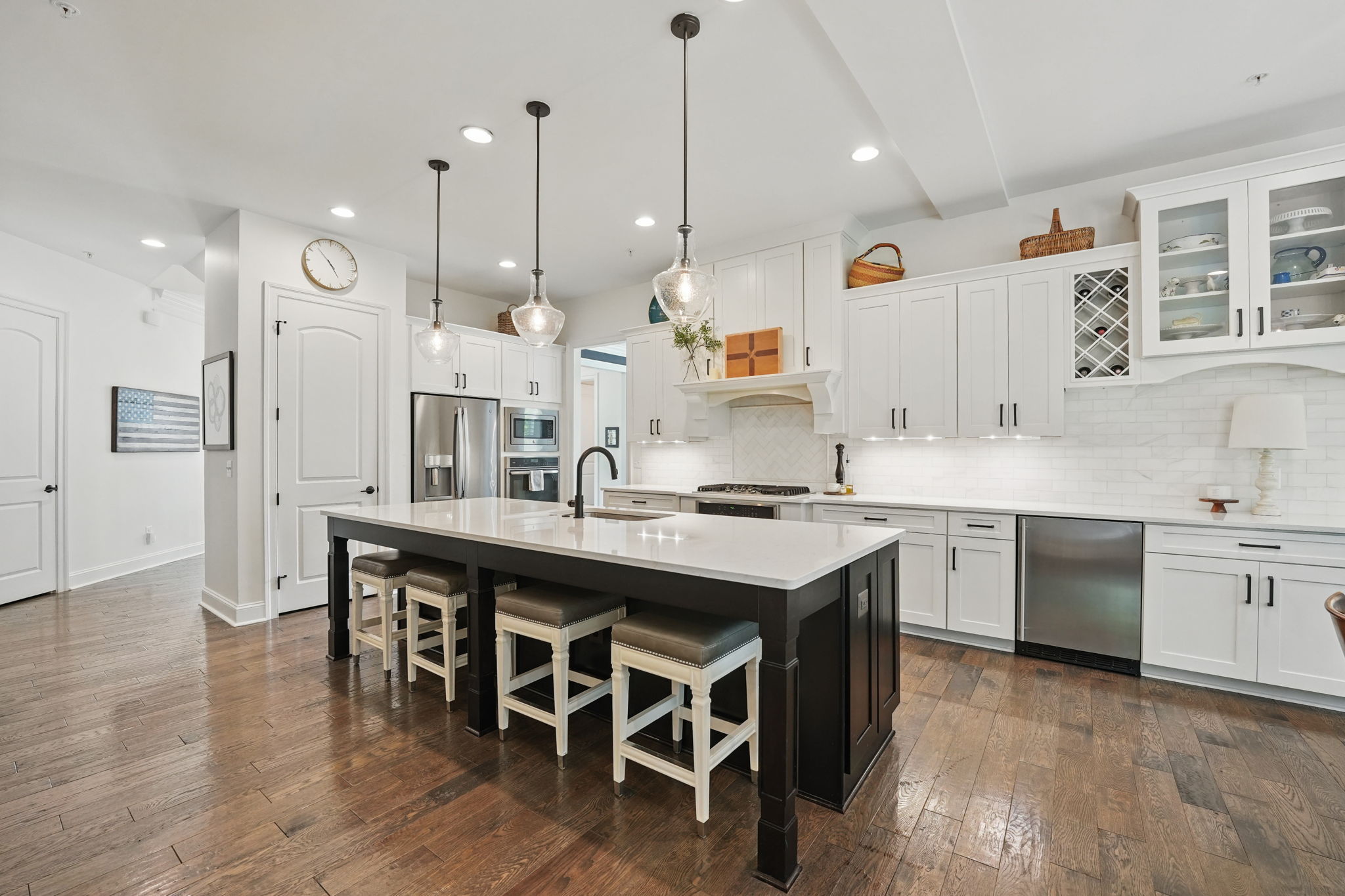 Stainless steel appliances and wine fridge