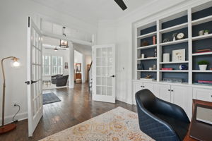 with built-in shelves & cabinets