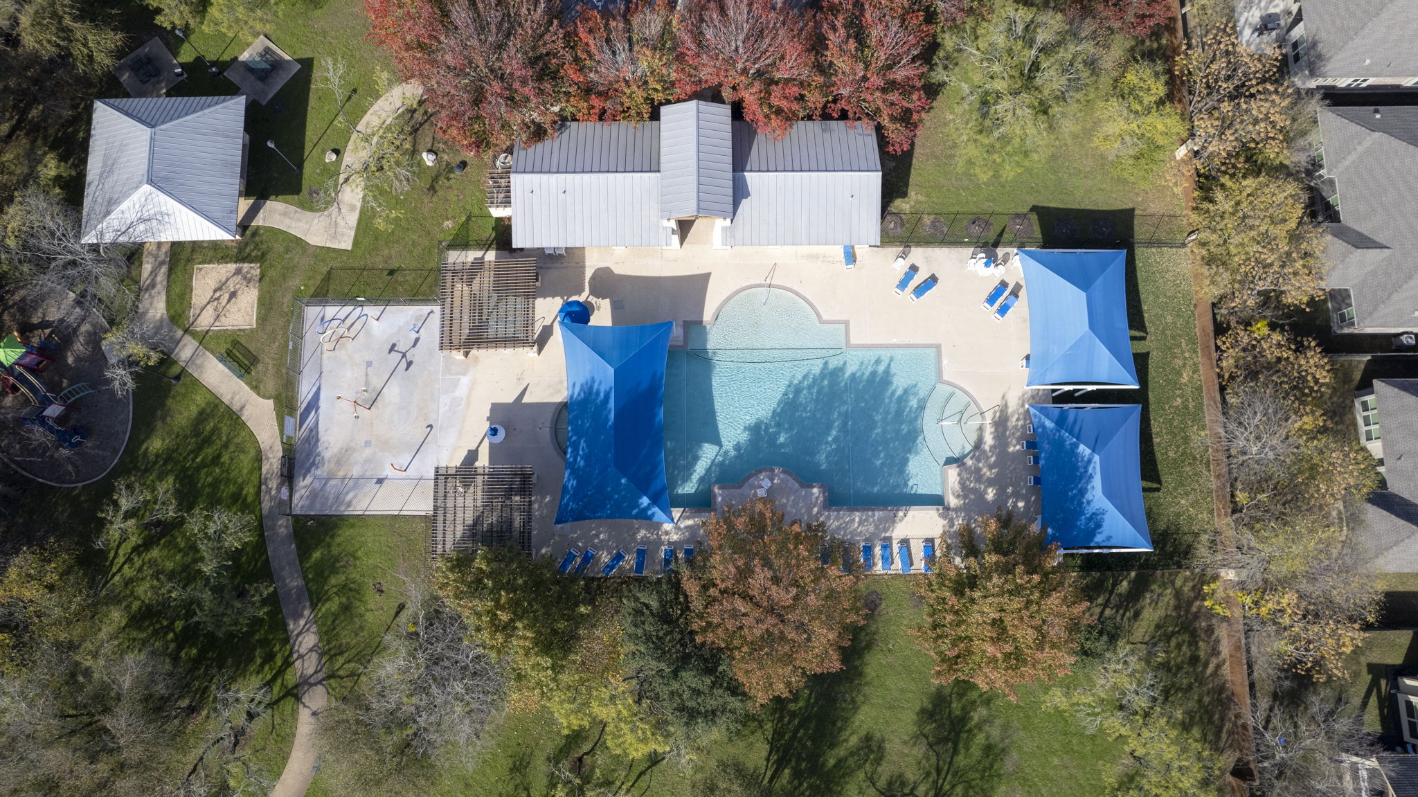 Neighborhood pool amenities with splash pad.