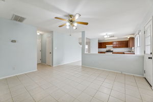 Open floor plan. The doors to the left are for the half bath, to the garage, and the laundry room is also in this area.