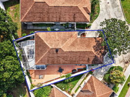 Aerial with Property Lines and PRIVATE Courtyard with ROOM FOR A POOL!