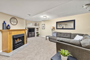 Fully finished Basement. Spacious playroom/fitness area with gas fireplace & built-ins. Nice bar w/granite counter, refrigerator & sink