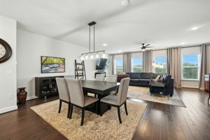 Wide plank hardwood flooring throughout