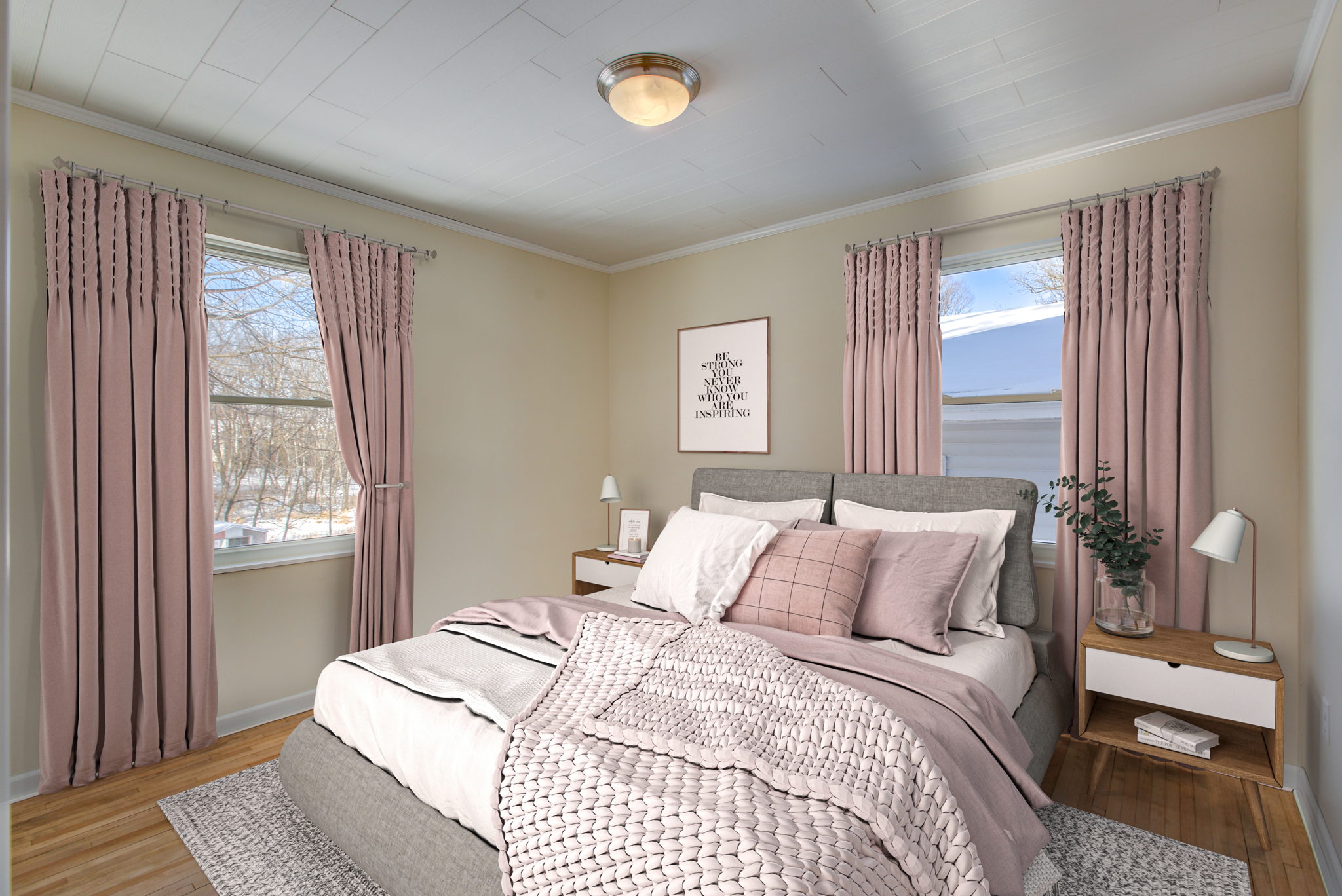 Virtually staged main floor bedroom