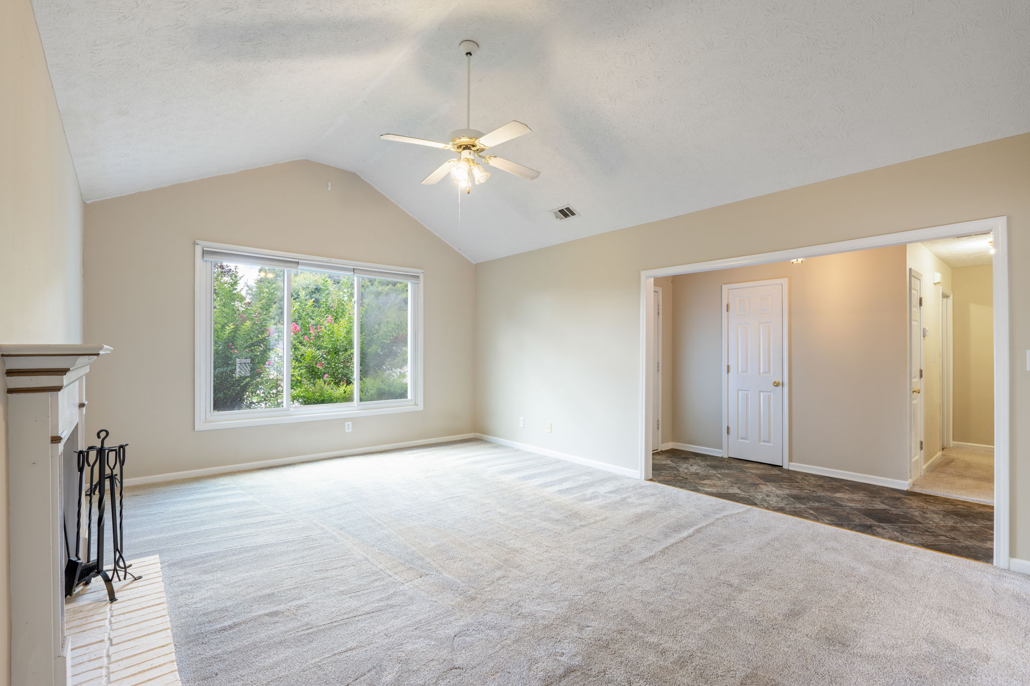 Living Room with Vaulted Ceiling