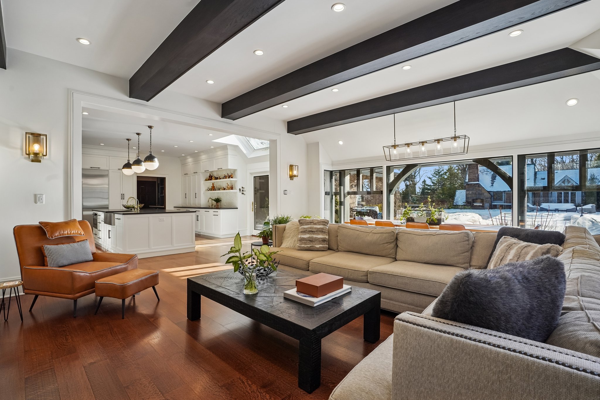 Expansive Family Room overlooks Courtyard
